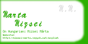 marta mizsei business card